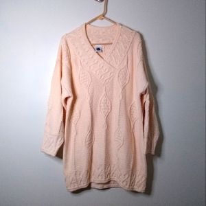 The Sweater Tree, Chunky Cable Knit Cream  Sweater Tunic, size XL